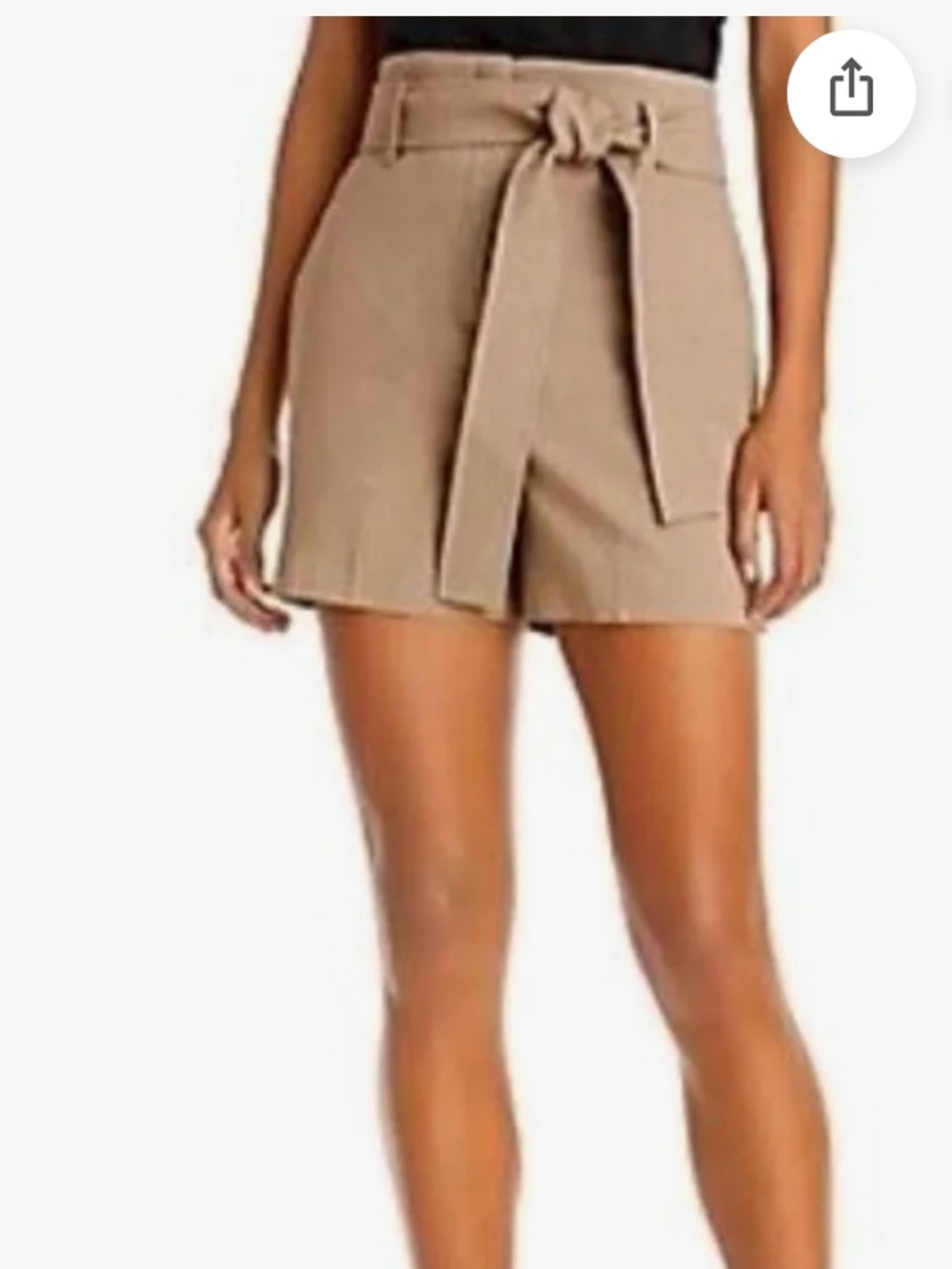 Theory Eco Crunch Belted High-Waist Linen Blend Shorts - Pebble - Size 4